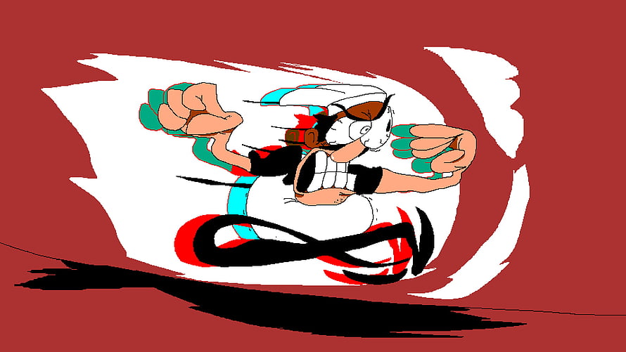 Pizza Tower Fan Art: Peppy in Dynamic Action Pose with Retro Cartoon Style HD wallpaper