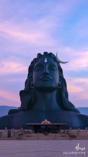 Adiyogi Shiva Statue at Isha Yoga Center Under a Pastel Twilight Sky HD phone wallpaper