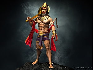Bajrang Bali Digital Art: Muscular Hanuman in Traditional Attire with Gada, Bajrang Bali Quotes, bhajarangi HD wallpaper