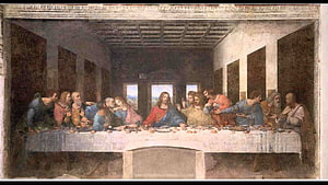 Leonardo da Vinci The Last Supper Fresco Depicting Jesus and the Twelve Apostles at a Long Table HD wallpaper