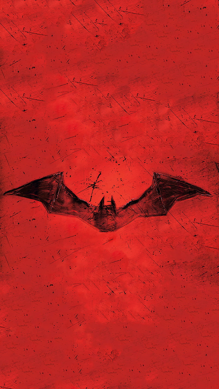 The Batman 2022 Movie Logo with Bat Symbol on Distressed Red Background HD phone wallpaper