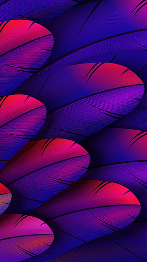 Vibrant Abstract Feathers in Neon Purple and Pink Gradient Digital Art HD phone wallpaper