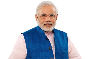 Narendra Modi Portrait in Blue Nehru Jacket and Pink Kurta HD wallpaper
