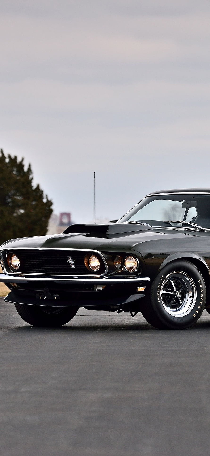 Black 1970 Ford Mustang Boss 429 Classic Muscle Car Front View HD phone wallpaper