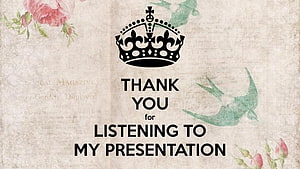 Elegant Crown Thank You Presentation Slide with Vintage Floral and Bird Illustrations HD wallpaper