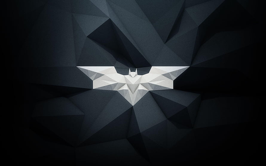 Geometric Low Poly Batman Emblem on Dark Faceted Background HD wallpaper