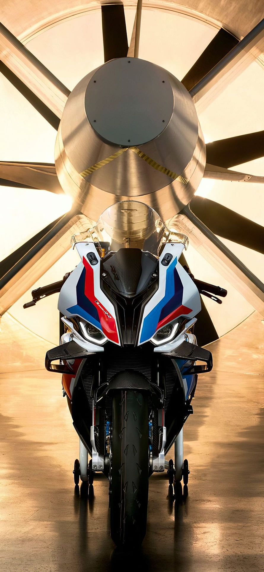 2021 BMW M 1000 RR Superbike Front View in Hangar Setting HD phone wallpaper