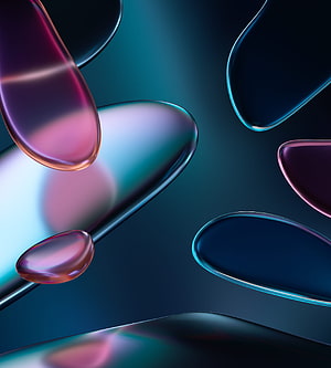 Abstract 3D Render of Glossy Liquid Shapes in Teal and Magenta Tones HD phone wallpaper