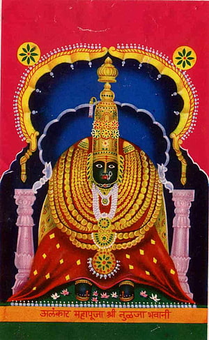 Tulja Bhavani Murti in Traditional Indian Temple Art Style HD phone wallpaper