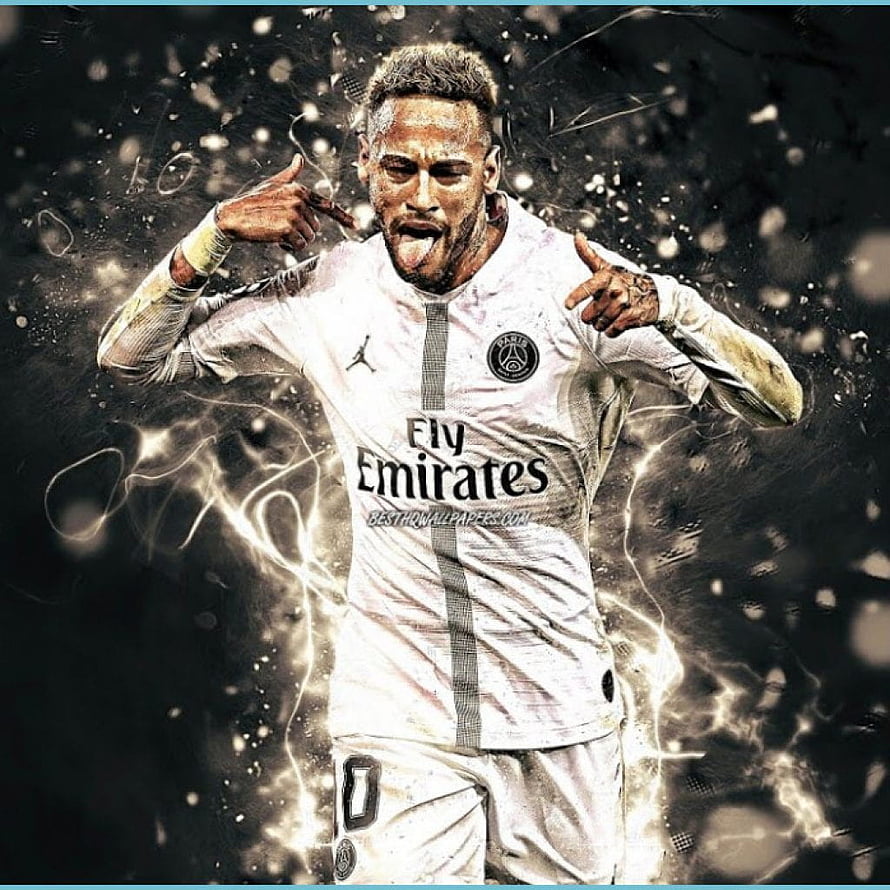 Neymar in Paris Saint-Germain Kit with Dramatic Lightning Effects HD phone wallpaper