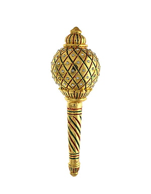 Ornate Gold Hanuman Gada Mace with Enamel and Gemstone Details HD phone wallpaper