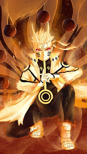 Naruto Uzumaki Sage Mode with Rasenshuriken and Golden Aura HD phone wallpaper