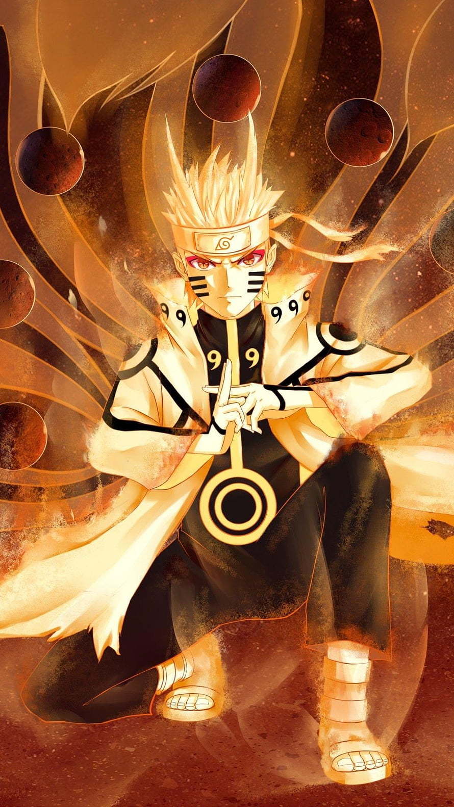 Naruto Uzumaki Sage Mode with Rasenshuriken and Golden Aura HD phone wallpaper