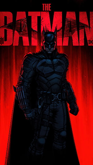 The Batman Movie Poster with Dark Armored Suit and Red Background, The Batman Movie , #the batman movie HD phone wallpaper