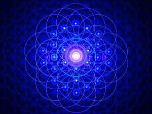 Sacred Geometry Flower of Life Pattern with Glowing Blue and Purple Mandala Design HD wallpaper