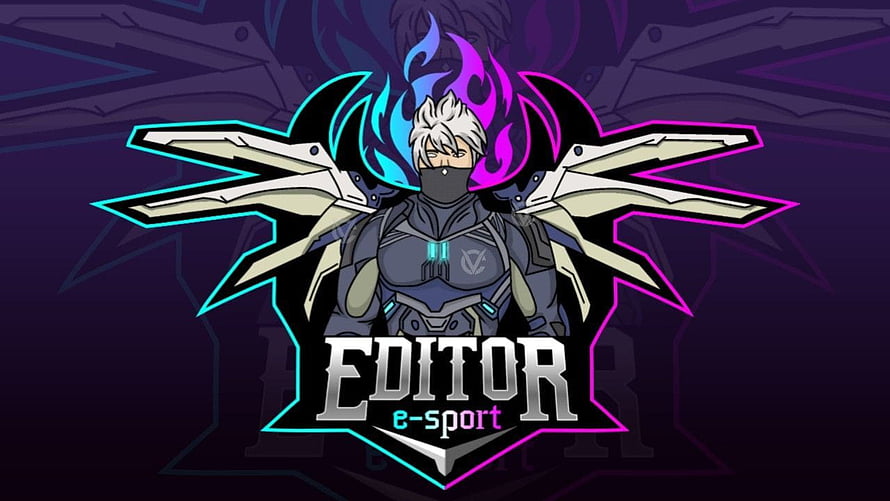 Editor E-Sport Gaming Logo with Anime Character and Neon Flames HD wallpaper