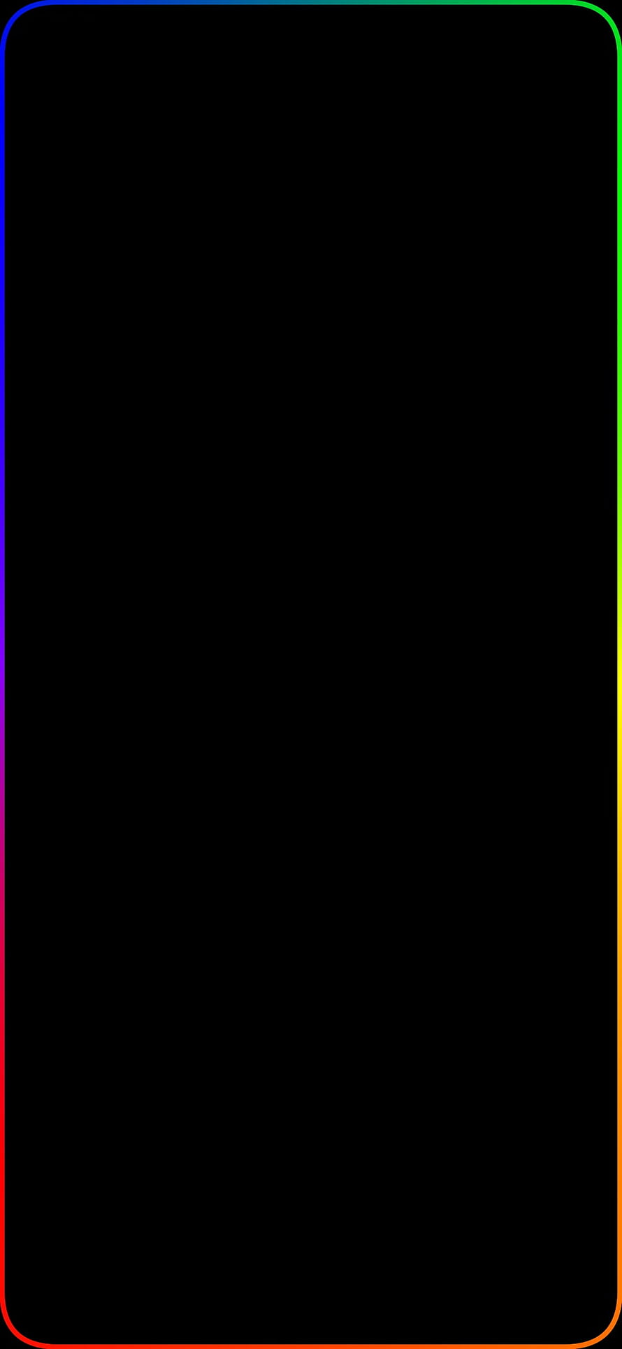 Minimalist Black Background with Vibrant Rainbow Gradient Border Frame HD phone wallpaper