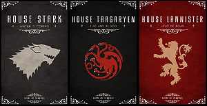 Game of Thrones House Stark Targaryen and Lannister Heraldic Banners HD wallpaper