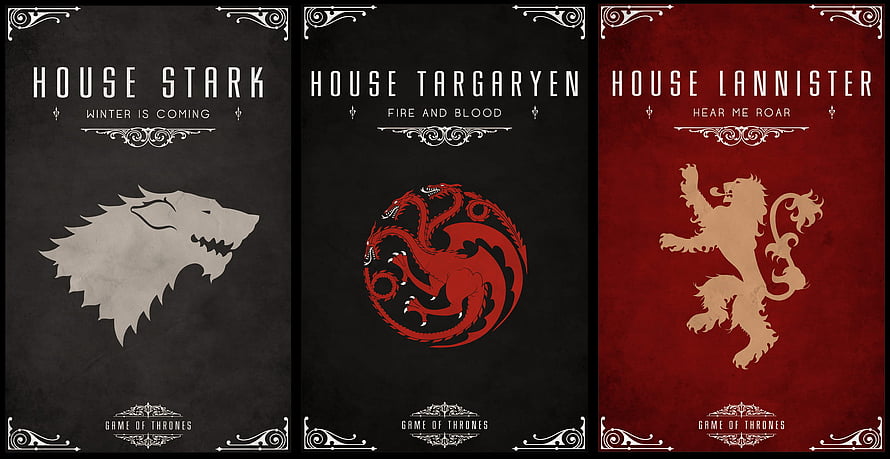 Game of Thrones House Stark Targaryen and Lannister Heraldic Banners HD wallpaper