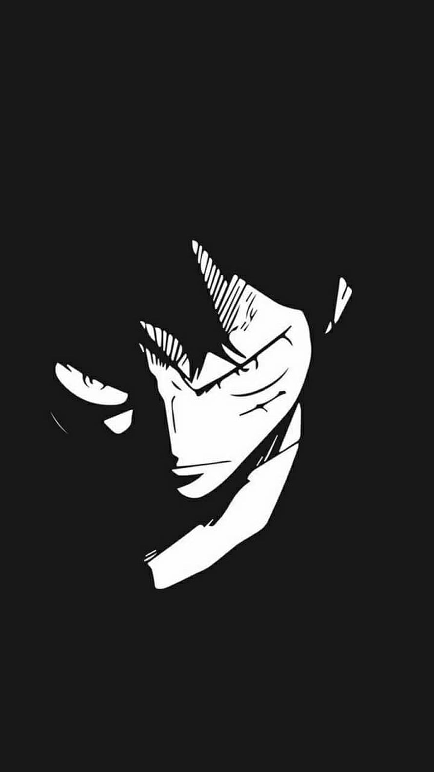 One Piece Luffy Dark Mode Minimalist Black and White Anime Portrait HD phone wallpaper