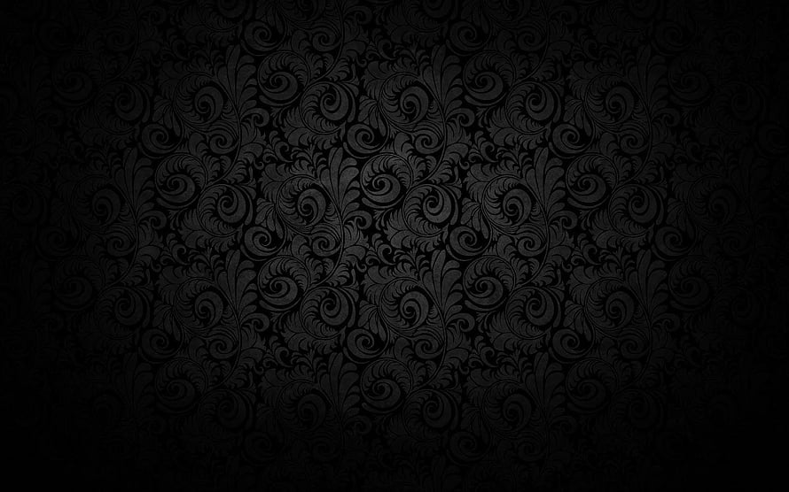 Elegant Black Damask Pattern with Ornate Floral Scrollwork and Vignette HD wallpaper