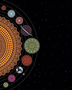Omnitrix Watch Face with Colorful Mandalas and Starry Space Background HD phone wallpaper
