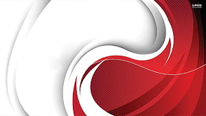 Abstract Red and White Swirl Design with Layered Paper Cutout Effect HD wallpaper