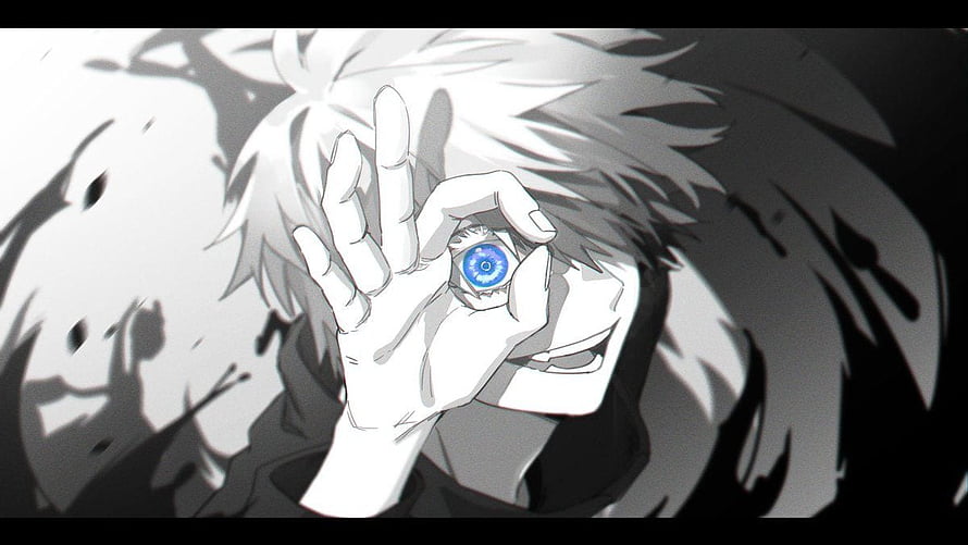 Gojo Satoru Jujutsu Kaisen Anime Character With Blue Eye and Hand Gesture HD wallpaper