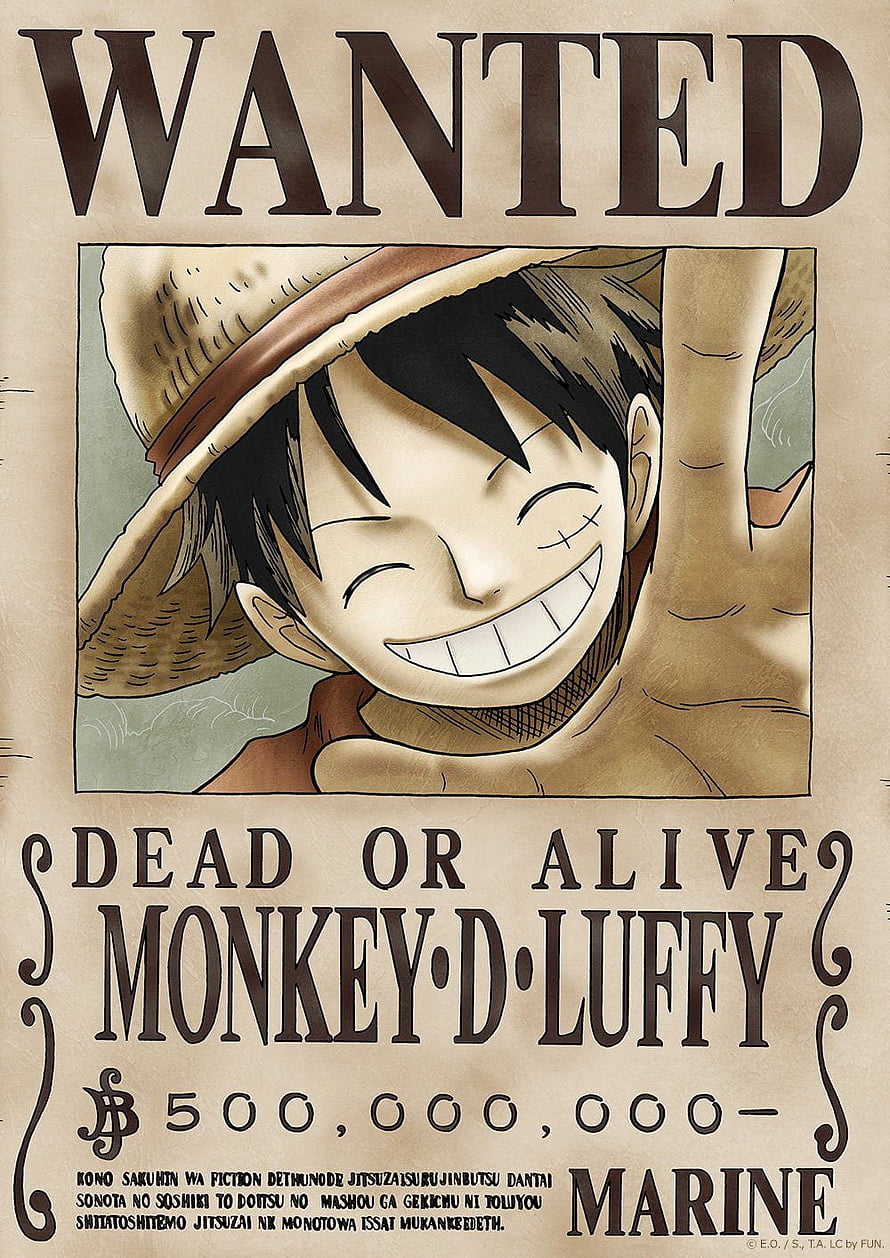 Monkey D. Luffy One Piece Wanted Poster with 500 Million Berry Bount HD phone wallpaper