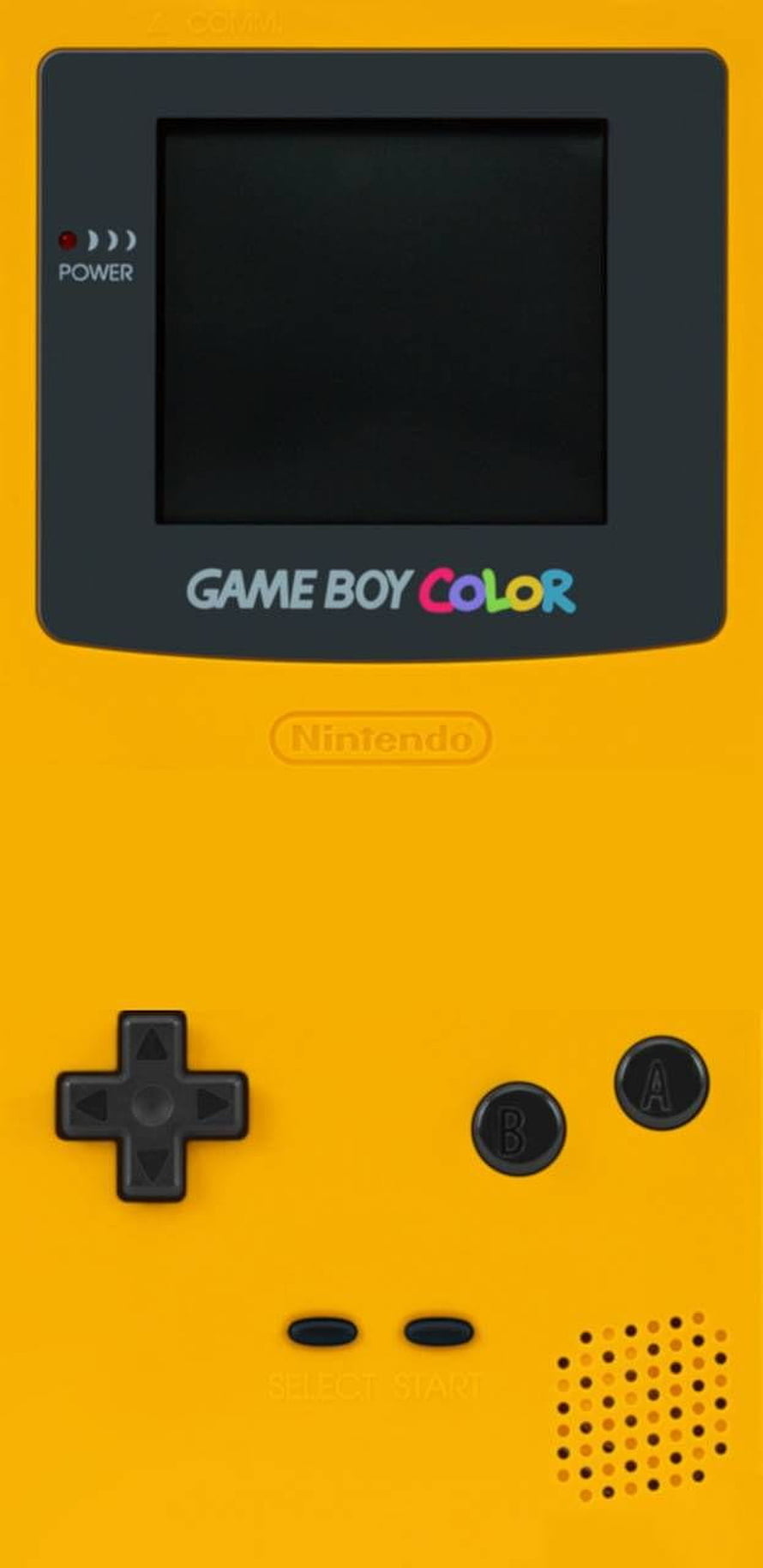 Yellow Nintendo Game Boy Color Handheld Console with Black Screen and Controls HD phone wallpaper