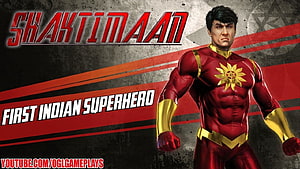 Shaktiman First Indian Superhero in Red and Gold Comic Style HD wallpaper