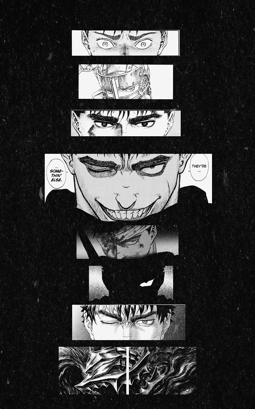 Berserk Manga Panel Collage Featuring Guts and Dark Fantasy Artwork HD phone wallpaper