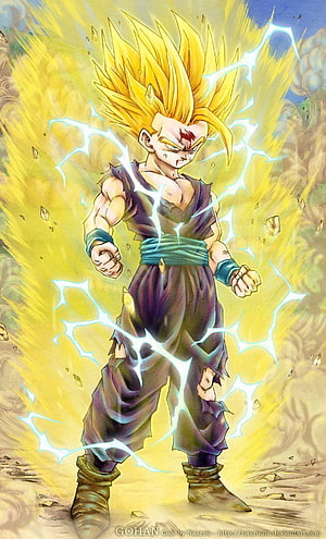 Super Saiyan 2 Gohan with Golden Aura and Lightning in Dragon Ball Z HD phone wallpaper
