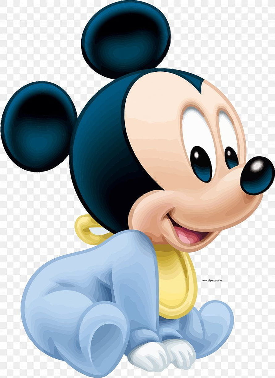 Baby Mickey Mouse in Blue Pajamas and Yellow Bib Sitting on Transparent Background HD phone wallpaper