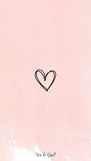 Minimalist Hand-Drawn Heart on Soft Pink Watercolor Background HD phone wallpaper
