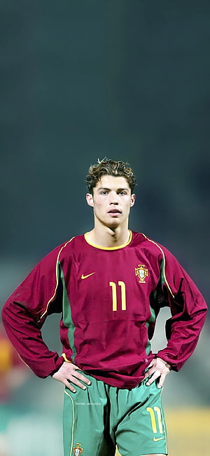 Young Cristiano Ronaldo in Portugal National Team Away Kit HD phone wallpaper