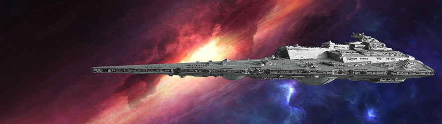 Star Wars Imperial Star Destroyer Cruiser Against Vibrant Red and Blue Nebula Space Background HD wallpaper