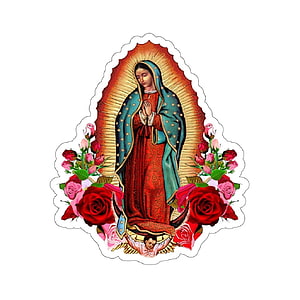 Virgin of Guadalupe Religious Artwork with Red Roses and Angel HD phone wallpaper