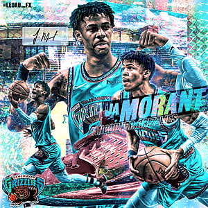 Ja Morant Vancouver Grizzlies Retro Jersey Digital Art Collage HD phone wallpaper
