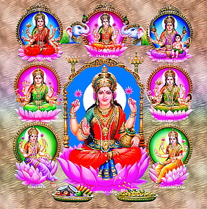 Ashta Lakshmi Devi: Eight Forms of the Hindu Goddess of Wealth and Prosperity HD phone wallpaper