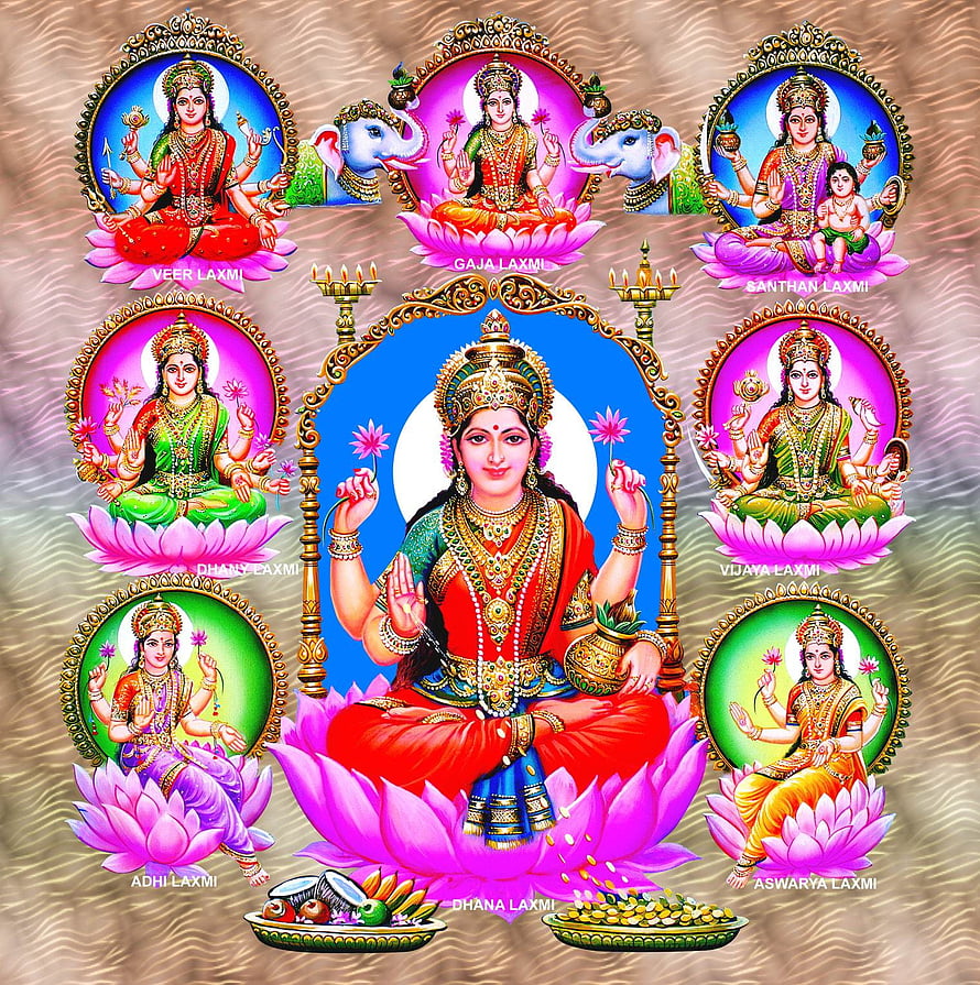 Ashta Lakshmi Devi: Eight Forms of the Hindu Goddess of Wealth and Prosperity HD phone wallpaper
