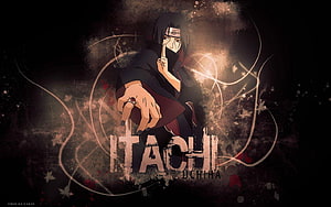 Itachi Uchiha in Akatsuki Robe with Hand Seal and Grunge Background HD wallpaper