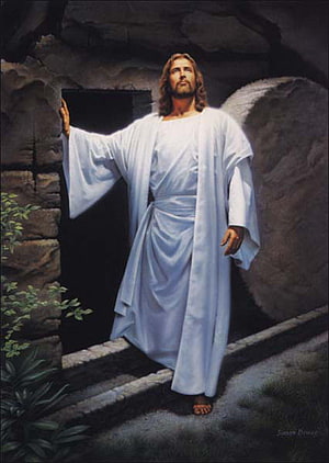 Jesus Standing at the Tomb Entrance in White Robes HD phone wallpaper