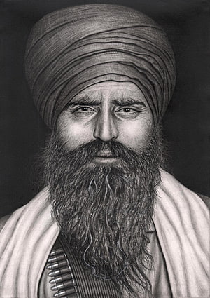 Sant Jarnail Singh Khalsa Portrait in Turban and Bandolier HD phone wallpaper