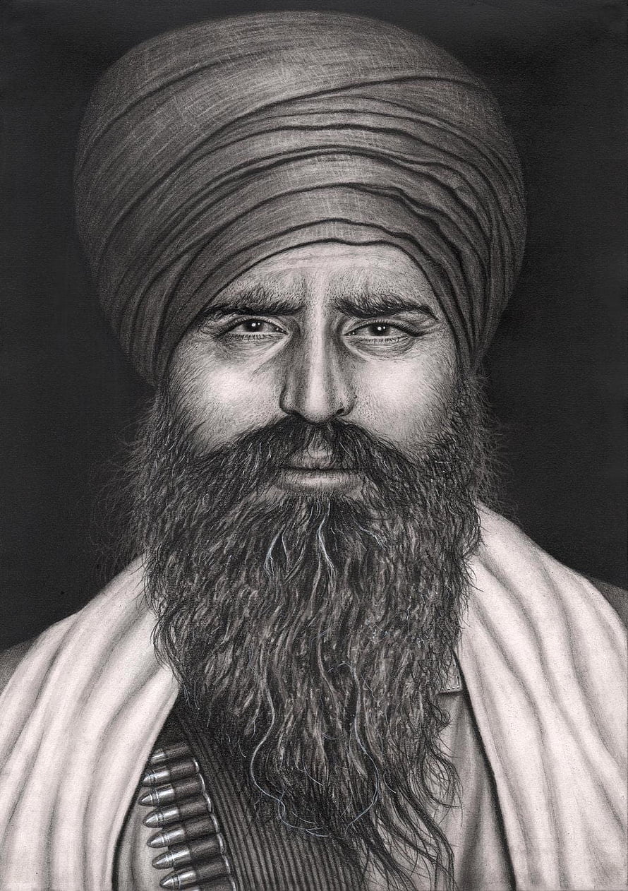 Sant Jarnail Singh Khalsa Portrait in Turban and Bandolier HD phone wallpaper