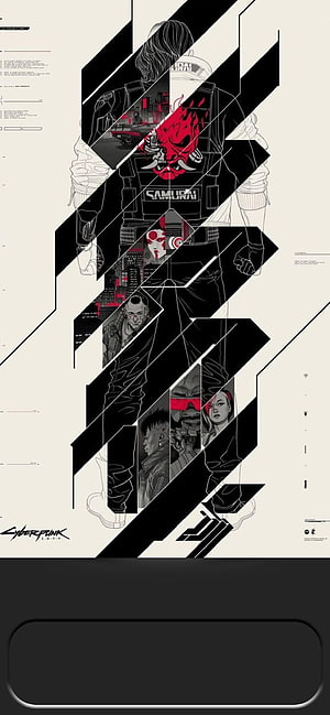 Cyberpunk 2077 Samurai Character Concept Art with Red Oni Mask and Geometric Design HD phone wallpaper