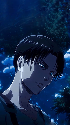 Levi Ackerman Anime Portrait in Moody Nighttime Setting HD phone wallpaper