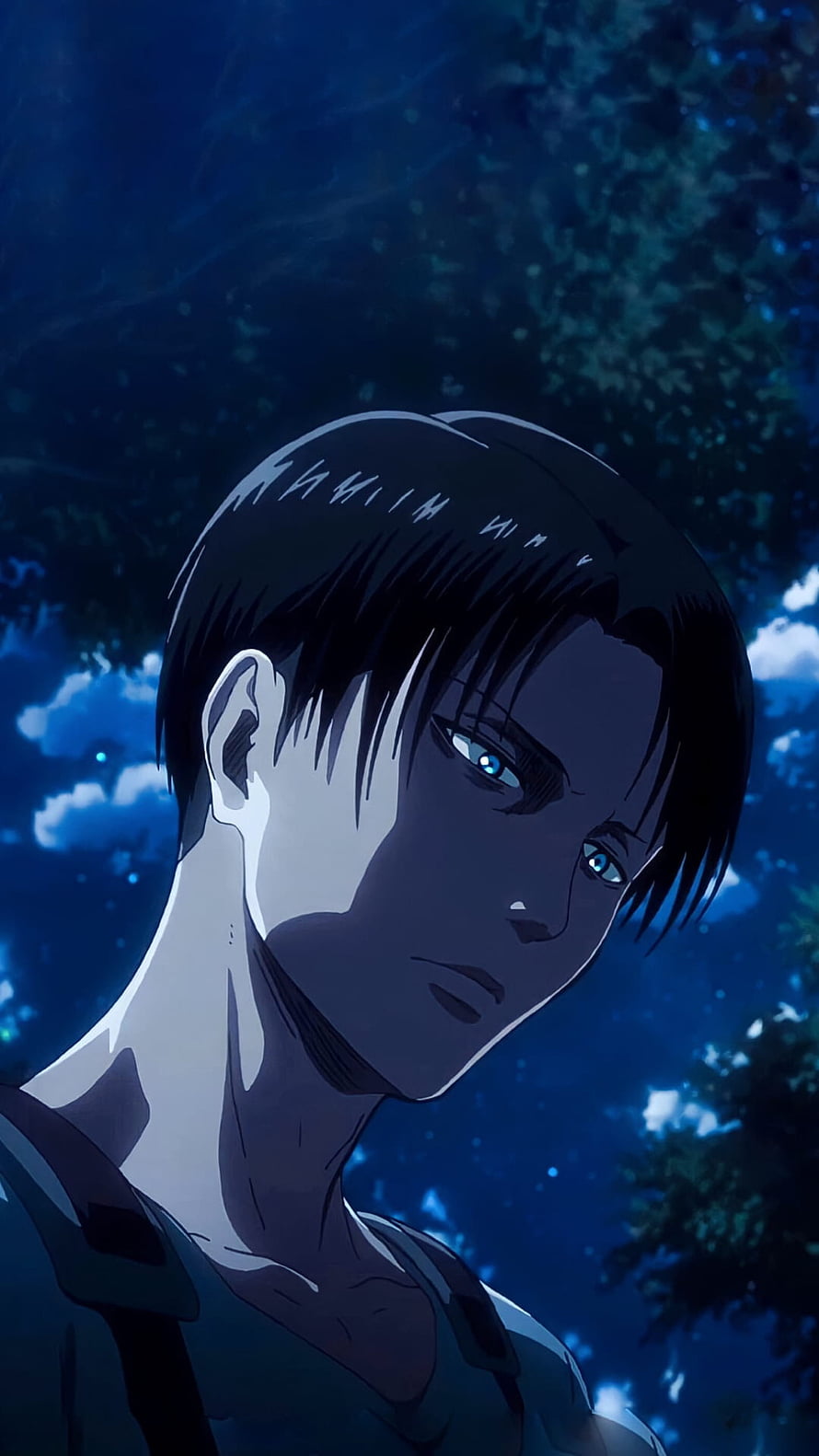 Levi Ackerman Anime Portrait in Moody Nighttime Setting HD phone wallpaper