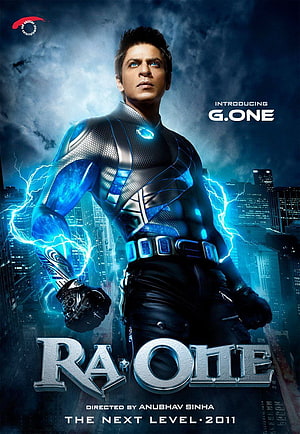 Ra.One Movie Poster Featuring Shah Rukh Khan as G.One in Futuristic Suit HD phone wallpaper