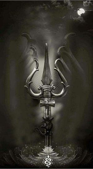Mahakal Bholenath Trident and Lotus in Mystical Moonlit Darkness HD phone wallpaper